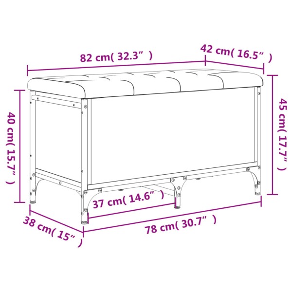 Banco con almacenaje madera ingeniería roble Sonoma 82x42x45 cm