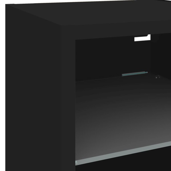 Mueble de TV de pared con luces LED negro 30x28,5x30 cm