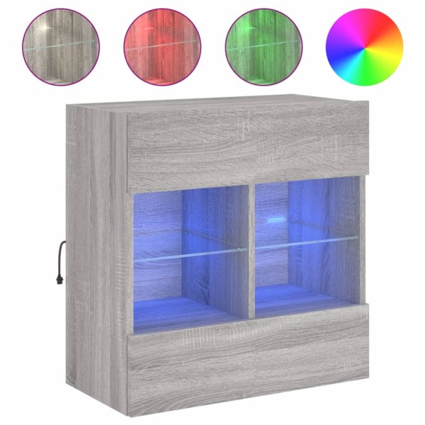 Mueble de TV de pared con luces LED gris Sonoma 58,5x30x60,5 cm