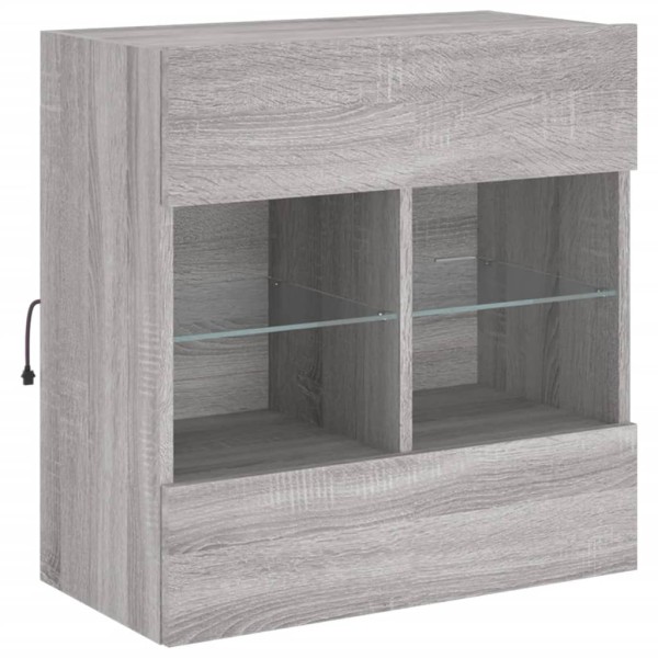 Mueble de TV de pared con luces LED gris Sonoma 58,5x30x60,5 cm