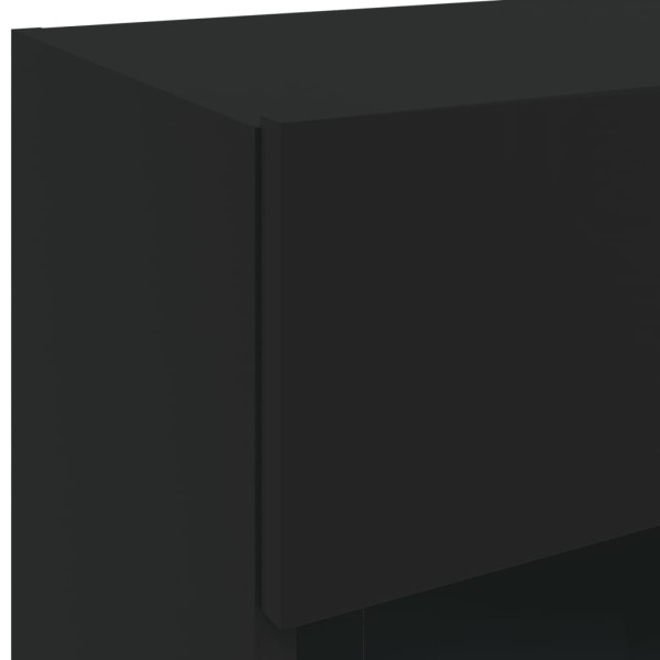 Muebles de TV de pared con luces LED 2 uds negro 40x30x60,5 cm