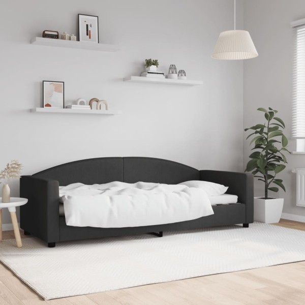 Sofá cama tela negro 80x200 cm