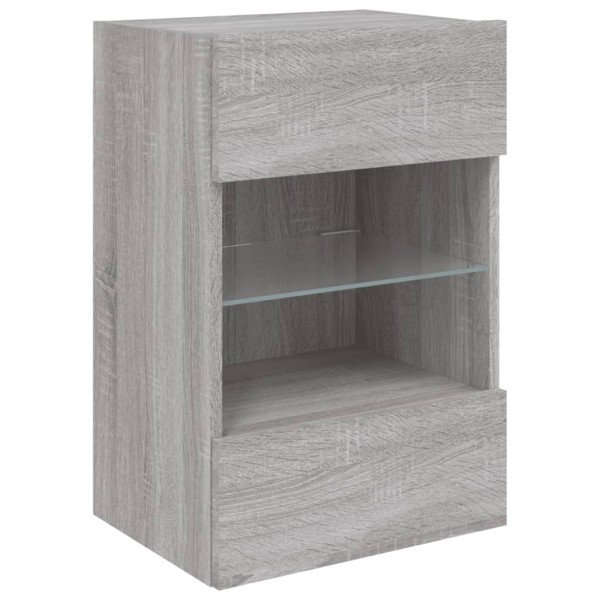 Mueble de TV de pared con luces LED gris Sonoma 40x30x60,5 cm