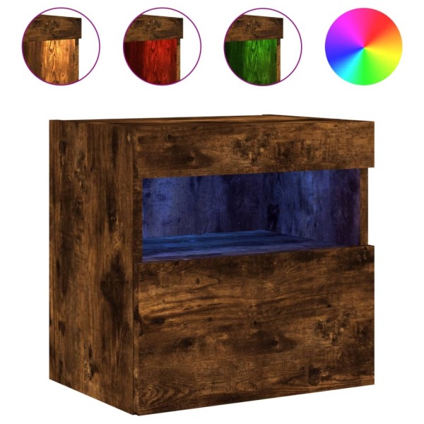 Muebles TV de pared luces LED 2 uds roble ahumado 40x30x40 cm