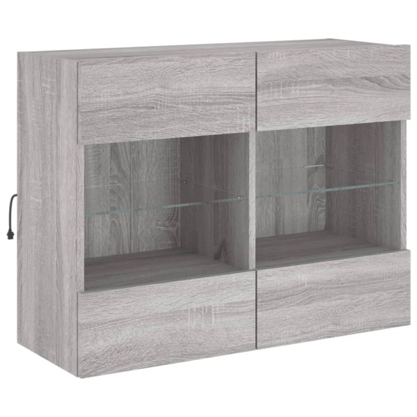 Mueble de TV de pared con luces LED gris Sonoma 78,5x30x60,5 cm