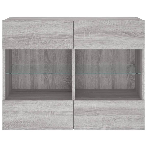 Mueble de TV de pared con luces LED gris Sonoma 78,5x30x60,5 cm