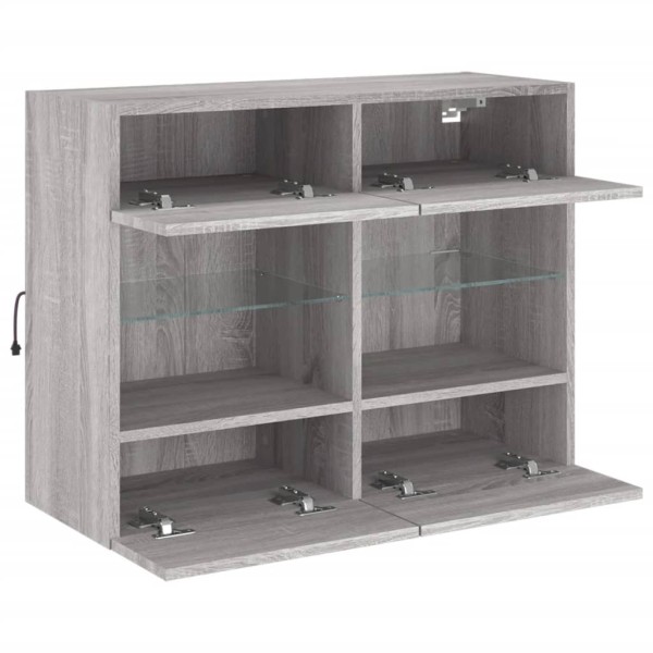 Mueble de TV de pared con luces LED gris Sonoma 78,5x30x60,5 cm