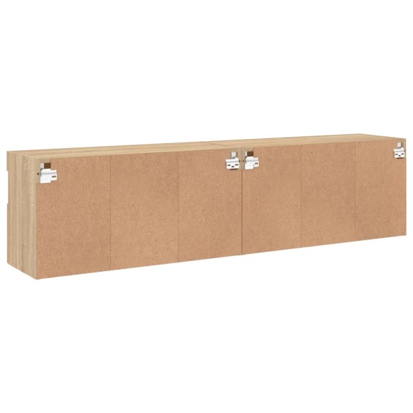 Muebles de TV de pared luces LED 2 uds roble Sonoma 80x30x40 cm