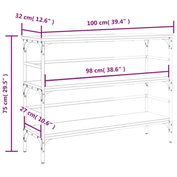 Mesa consola madera de ingeniería roble ahumado 100x32x75 cm