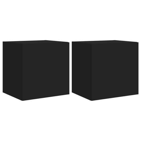 Muebles de TV de pared con luces LED 2 uds negro 40,5x35x40 cm