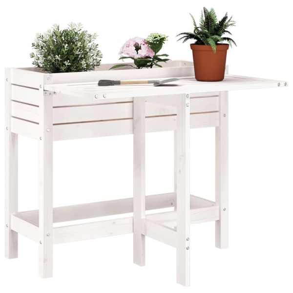 Jardinera con tapa plegable madera maciza de pino blanca