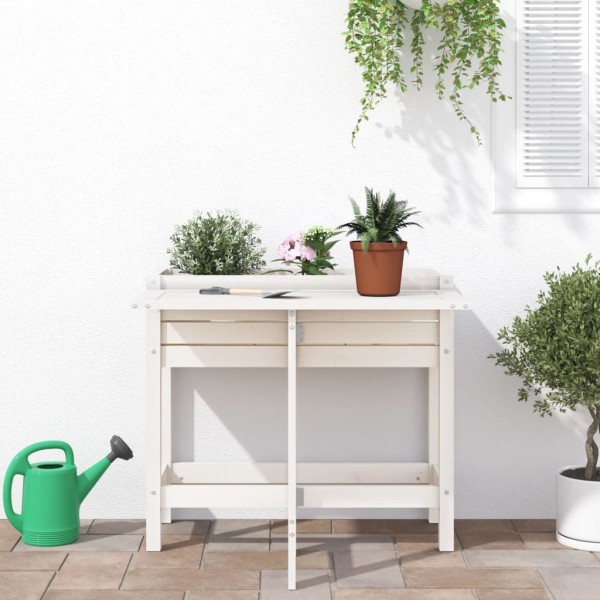 Jardinera con tapa plegable madera maciza de pino blanca