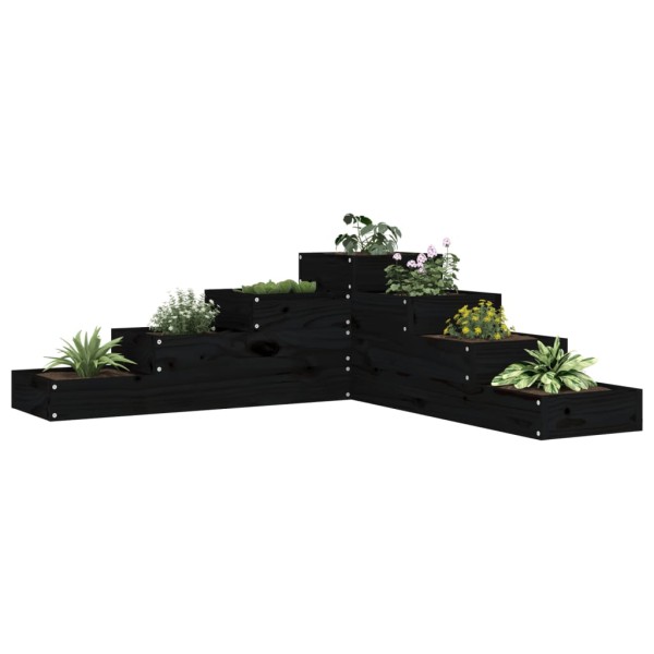 Jardinera de 4 niveles madera maciza pino negra 106x104,5x36 cm