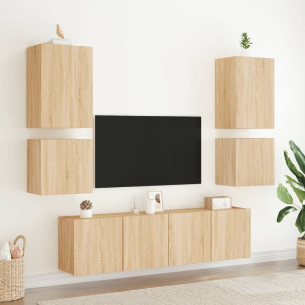 Mueble TV de pared madera ingeniería roble Sonoma 40,5x30x40 cm