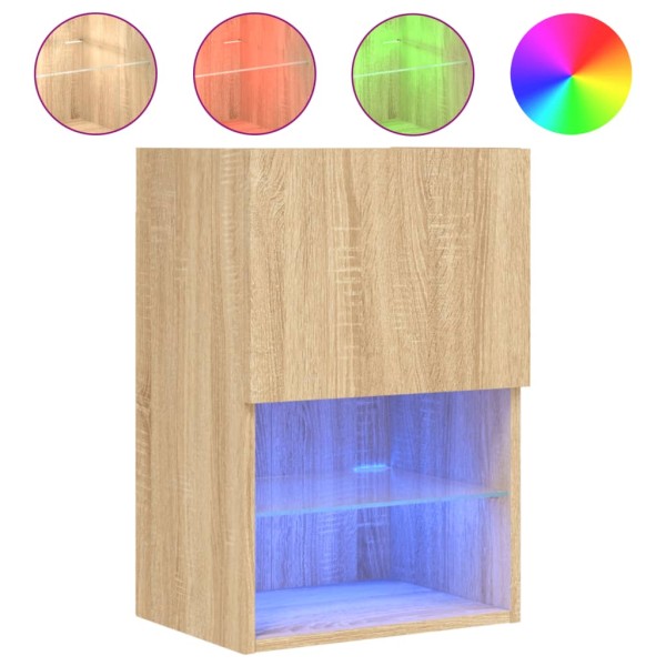 Muebles de TV con luces LED 2 uds roble Sonoma 40,5x30x60 cm