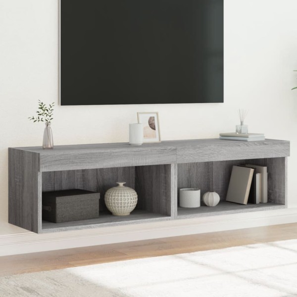 Mueble de TV con luces LED gris Sonoma 60x30x30 cm