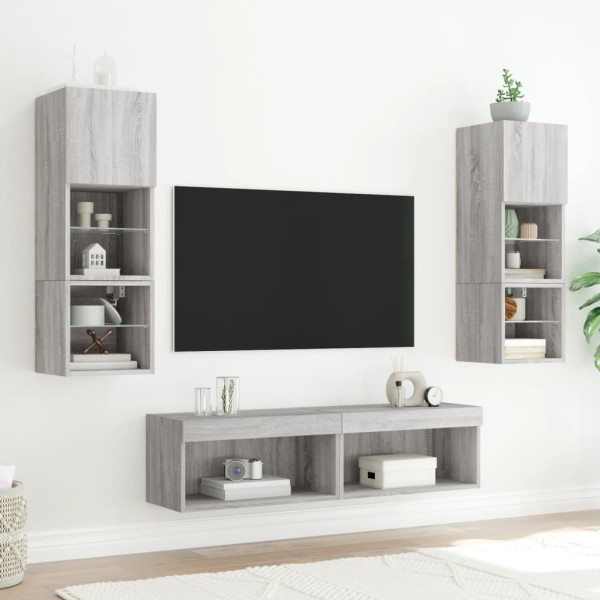 Mueble de TV con luces LED gris Sonoma 60x30x30 cm