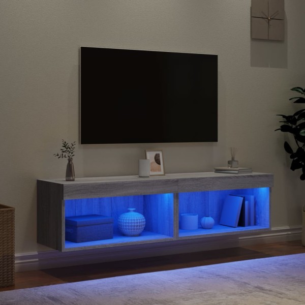 Mueble de TV con luces LED gris Sonoma 60x30x30 cm