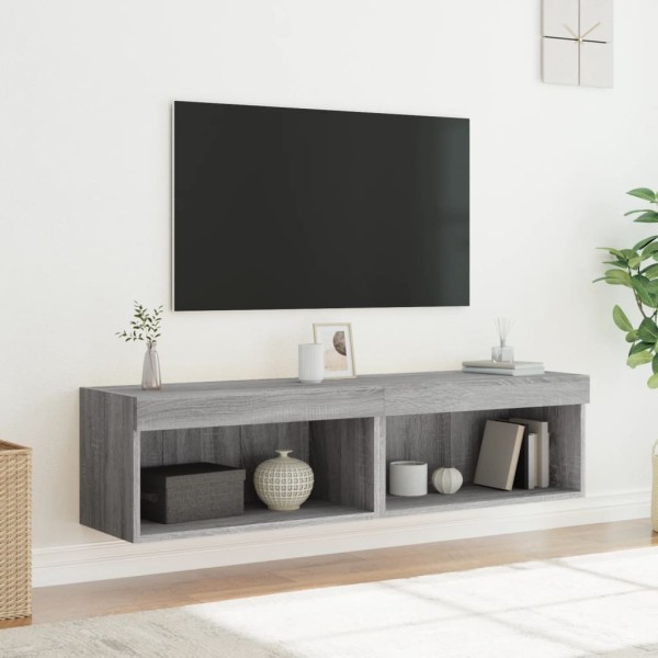 Mueble de TV con luces LED gris Sonoma 60x30x30 cm