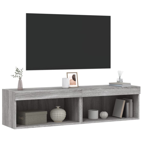 Mueble de TV con luces LED gris Sonoma 60x30x30 cm