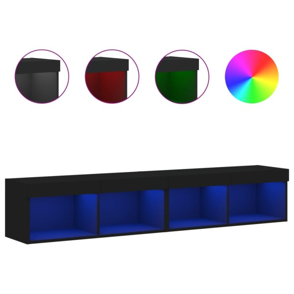 Muebles de TV con luces LED 2 uds negro 80x30x30 cm