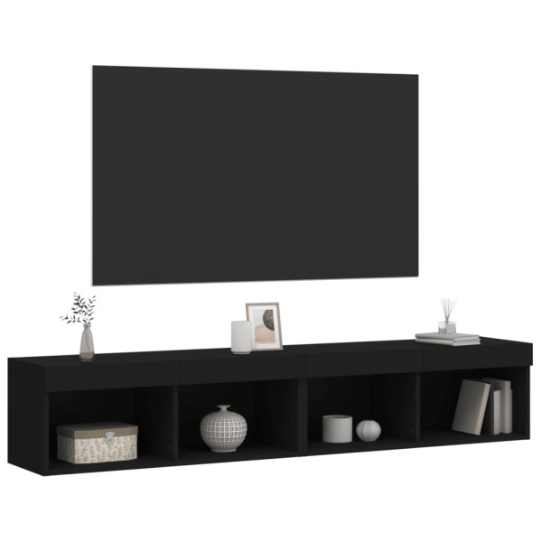 Muebles de TV con luces LED 2 uds negro 80x30x30 cm