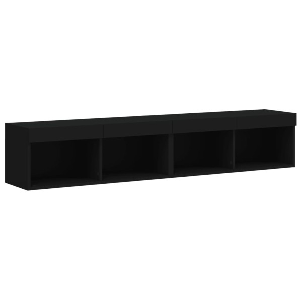 Muebles de TV con luces LED 2 uds negro 80x30x30 cm