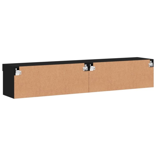 Muebles de TV con luces LED 2 uds negro 80x30x30 cm