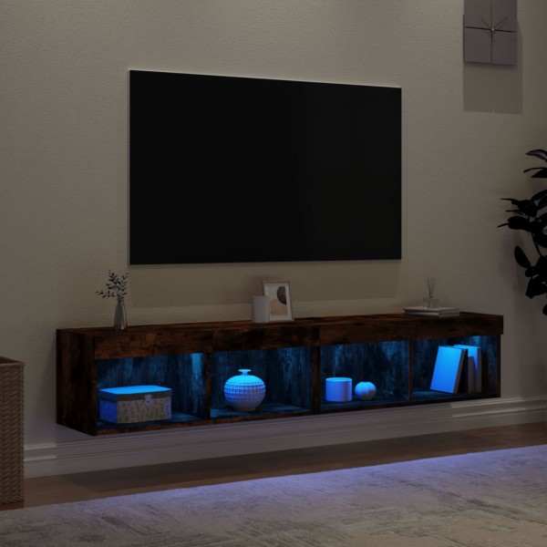 Muebles de TV con luces LED 2 uds roble ahumado 80x30x30 cm