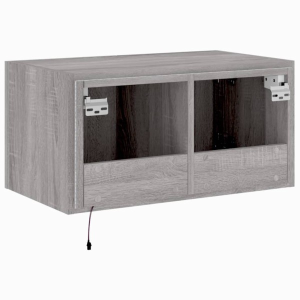 Mueble de TV de pared con luces LED gris Sonoma 60x35x31 cm