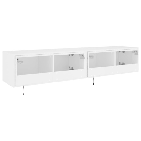 Muebles de TV de pared con luces LED 2 uds blanco 80x35x31 cm