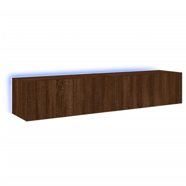 Muebles TV de pared luces LED 2 uds marrón roble 80x35x31 cm