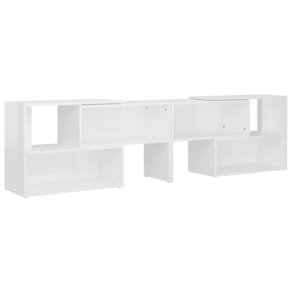 Mueble de TV madera contrachapada blanco brillante 149x30x52 cm