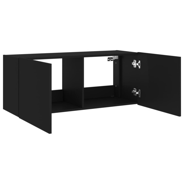 Mueble de TV de pared con luces LED negro 100x35x41 cm