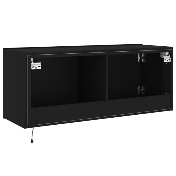 Mueble de TV de pared con luces LED negro 100x35x41 cm