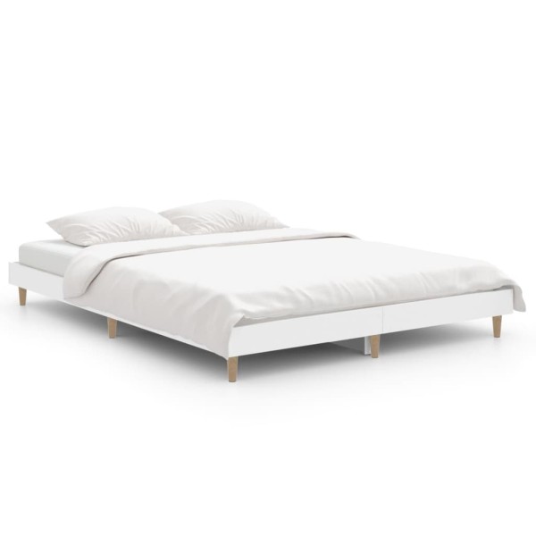 Estructura de cama madera contrachapada blanca 135x190 cm