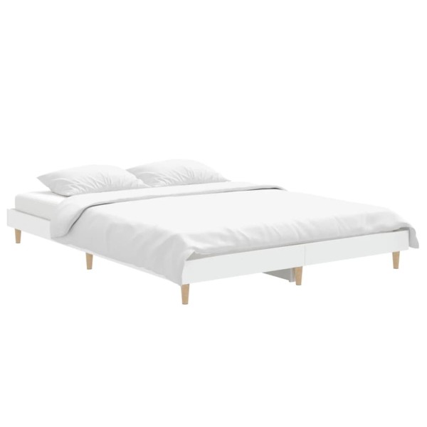 Estructura de cama madera contrachapada blanca 135x190 cm