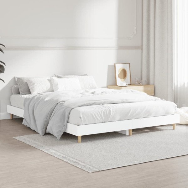 Estructura de cama madera contrachapada blanca 135x190 cm