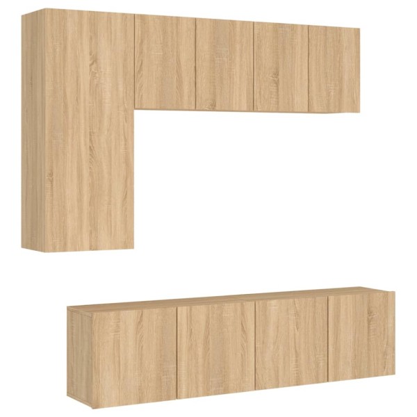 Muebles de TV de pared 5 pzas madera de ingeniería roble Sonoma