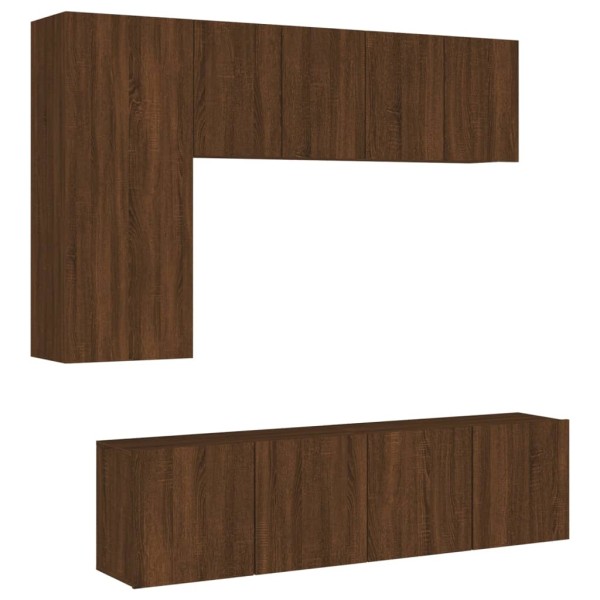 Muebles de TV de pared 5 pzas madera de ingeniería marrón roble