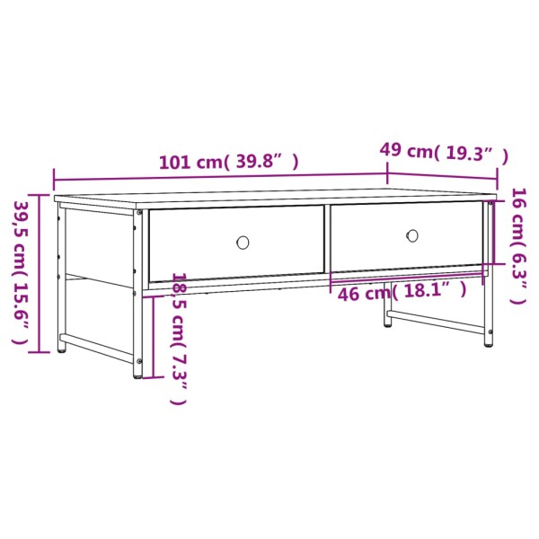 Mesa de centro madera ingeniería roble ahumado 101x49x39,5 cm