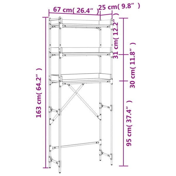 Estantería lavadora madera ingeniería roble Sonoma 67x25x163 cm