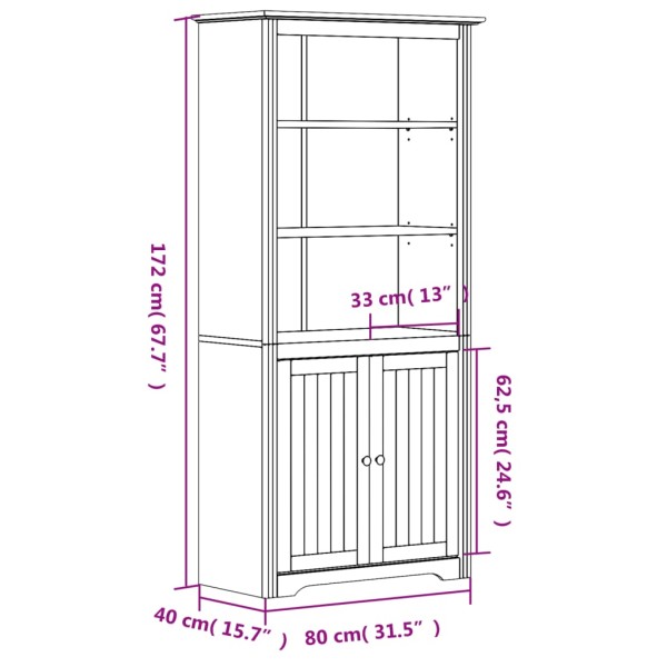 Librería BODO madera maciza de pino blanco 80x40x172 cm