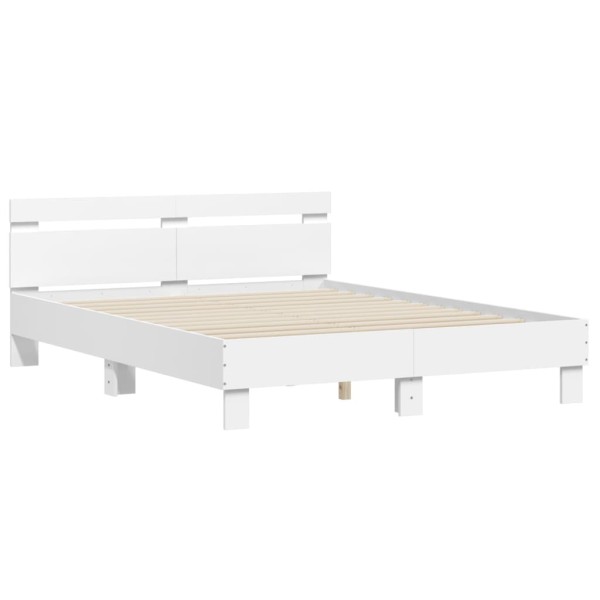 Estructura cama con cabecero madera ingeniería blanco 140x190cm