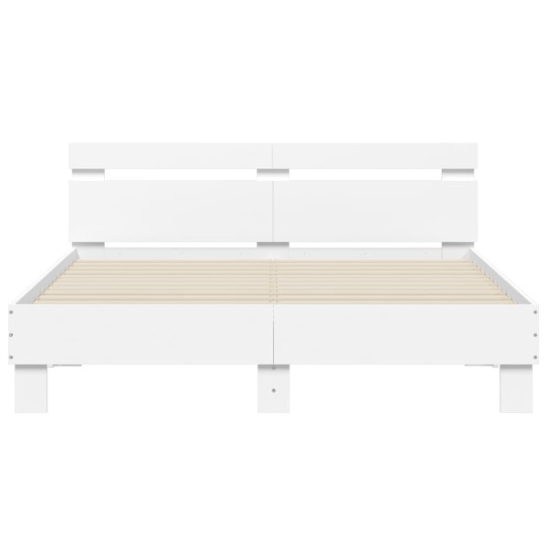 Estructura cama con cabecero madera ingeniería blanco 140x190cm