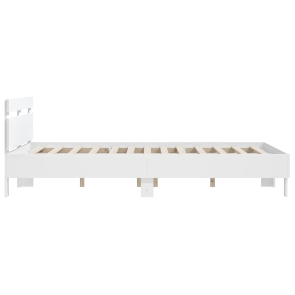 Estructura cama con cabecero madera ingeniería blanco 140x190cm