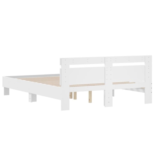 Estructura cama con cabecero madera ingeniería blanco 140x190cm