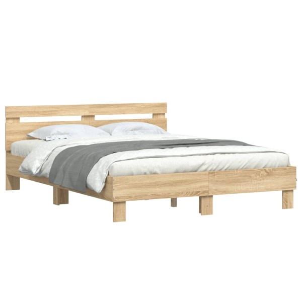 Cama con cabecero madera de ingeniería roble Sonoma 140x190 cm