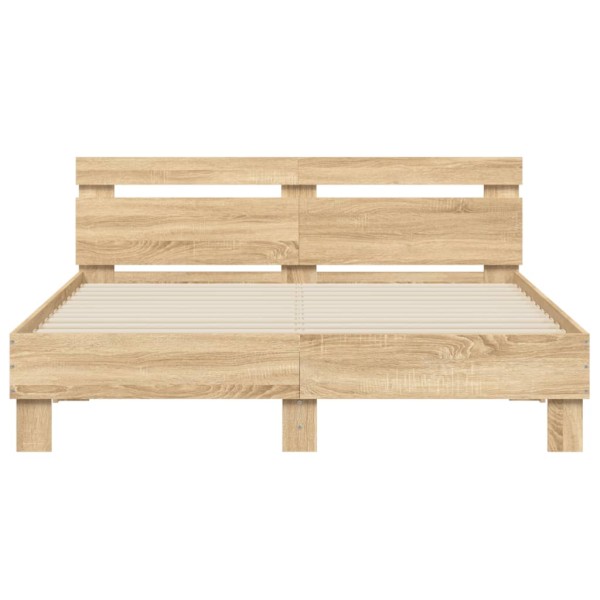 Cama con cabecero madera de ingeniería roble Sonoma 140x190 cm