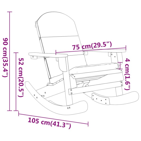 Silla mecedora Adirondack con cojines madera maciza acacia